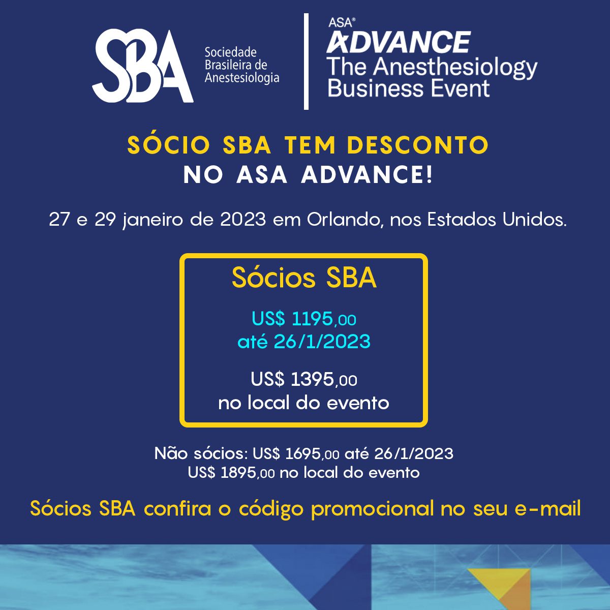 Sócio SBA tem desconto no ASA ADVANCE!