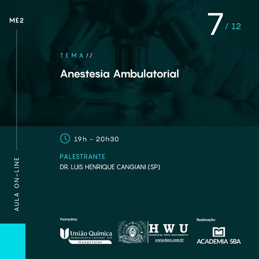 Aula Online ME 2 – Anestesia Ambulatorial