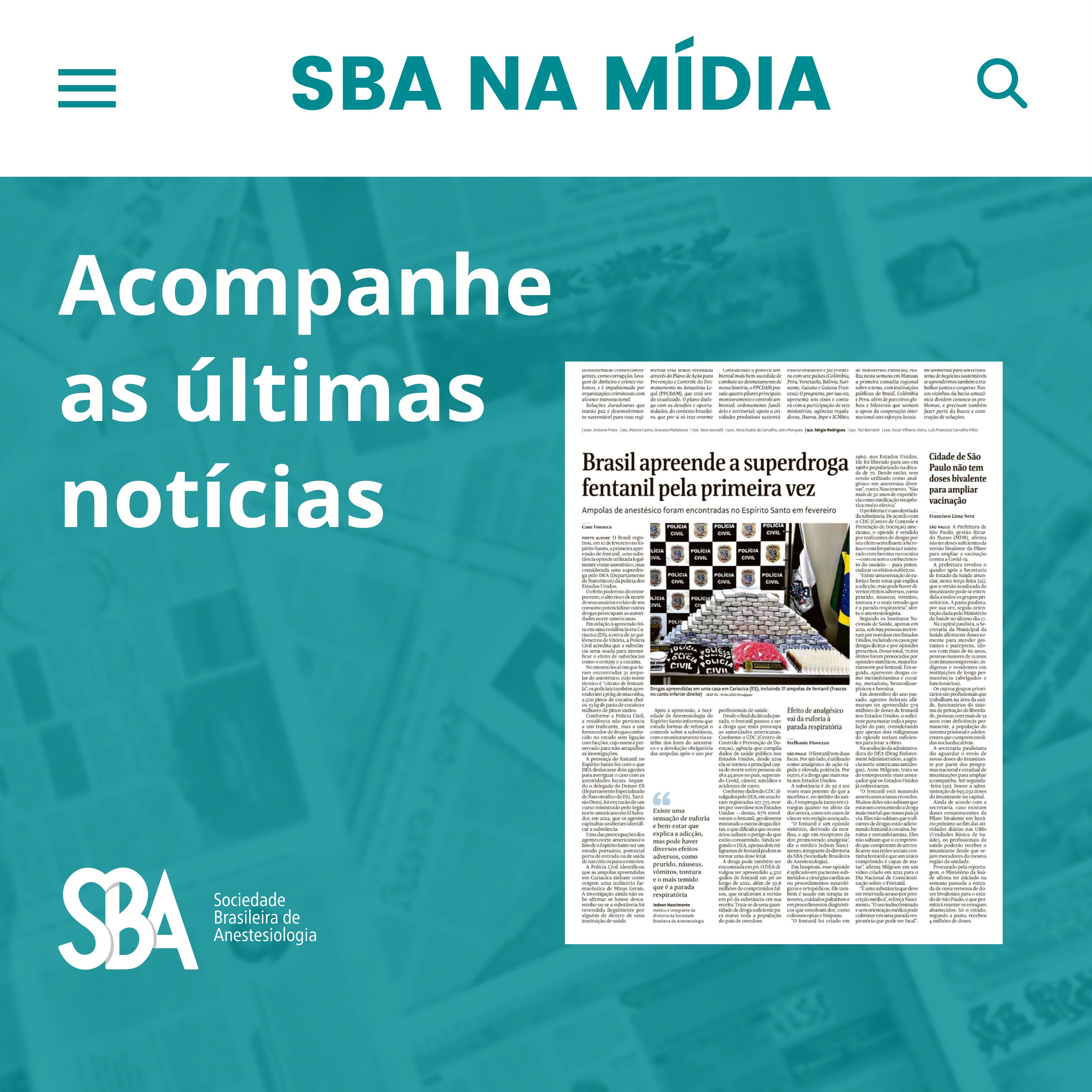 Matéria com o diretor de defesa profissional, Dr. Jedson dos Santos Nascimento sobre o uso indiscriminado Fentanil