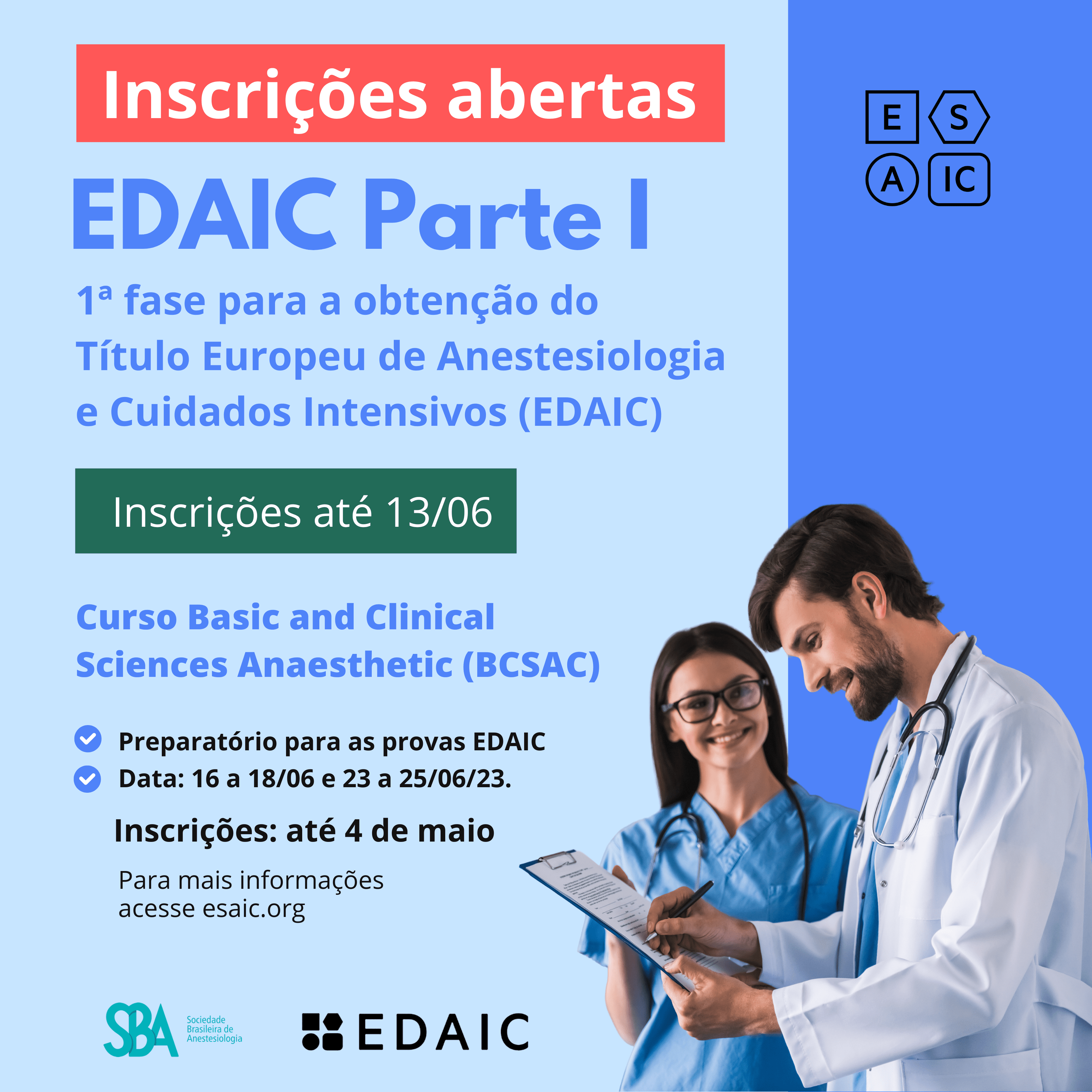 Inscrições abertas para a prova EDAIC Parte I