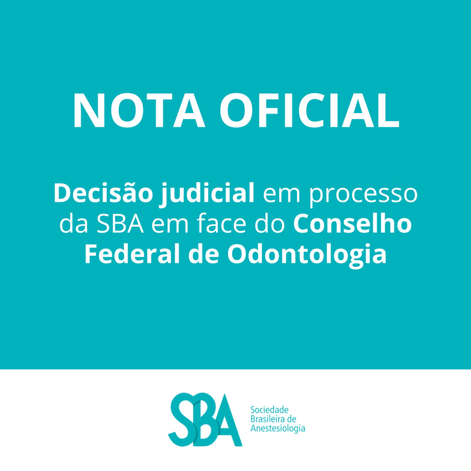 Decisão judicial em processo da SBA em face do Conselho Federal de Odontologia