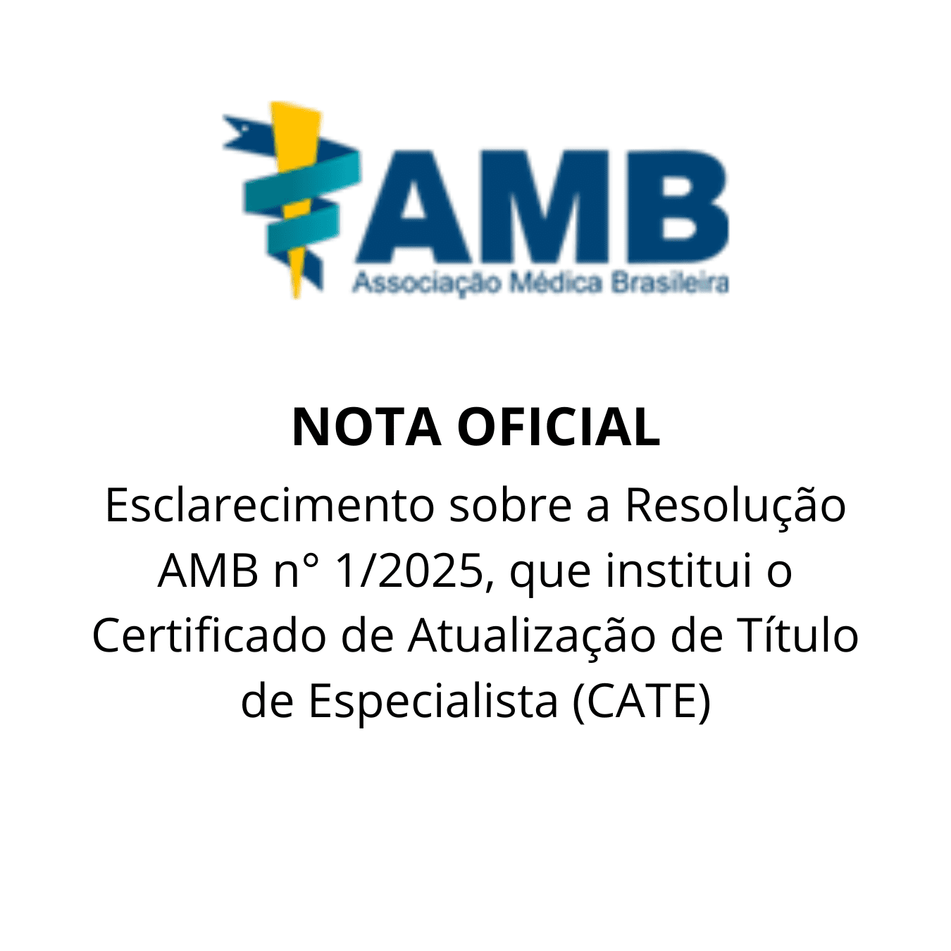 AMB esclarece sobre o Certificado de Atualização de Título de Especialista (CATE)